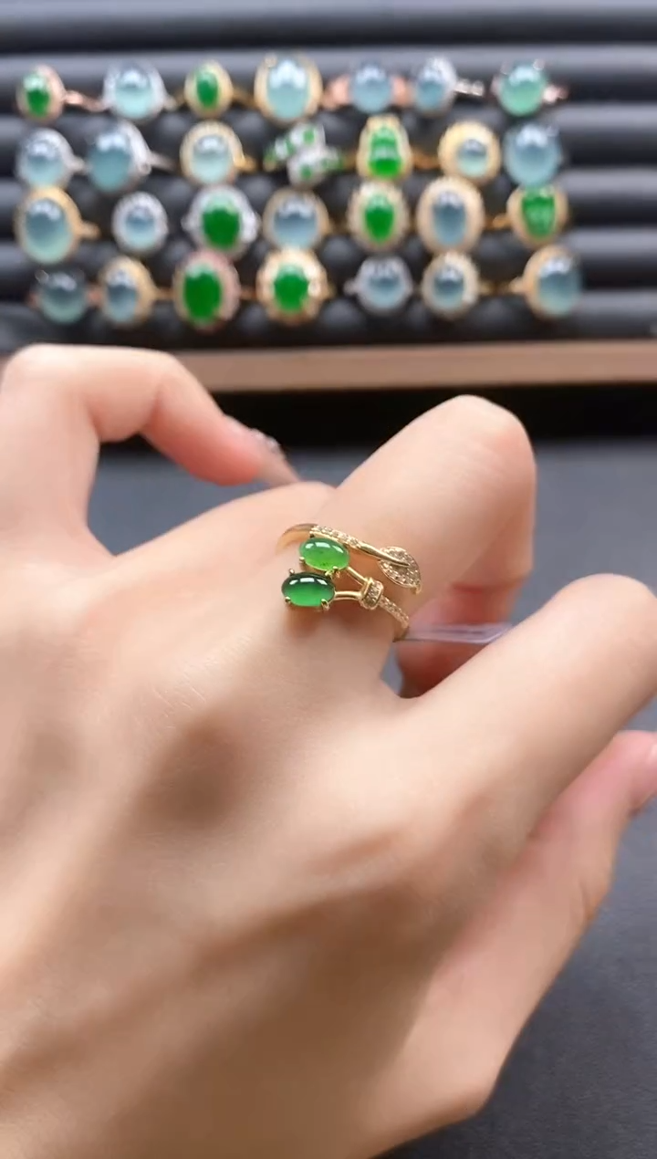 银S925镶嵌戒指翡翠51511