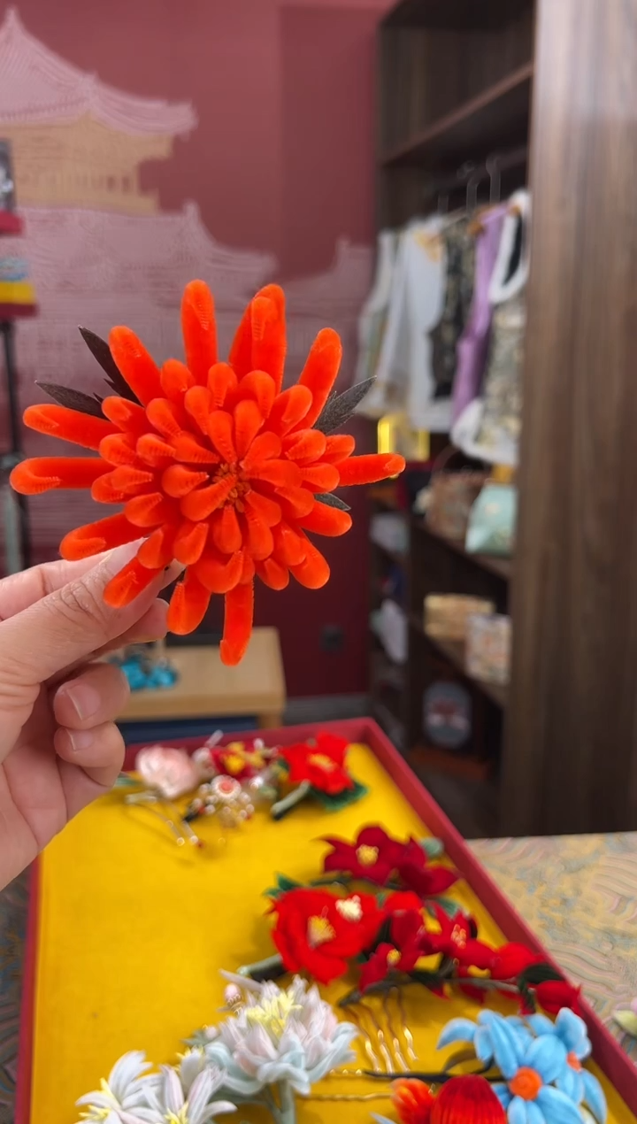 【闪购商品】刺绣非遗绒花（发饰）