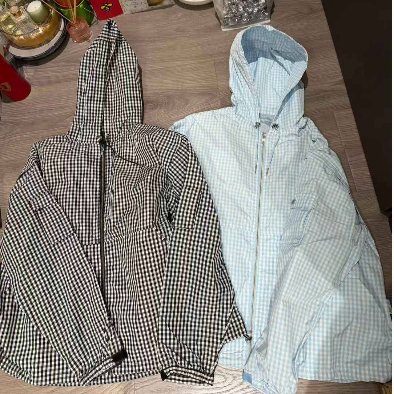 25648 格子连帽外套女