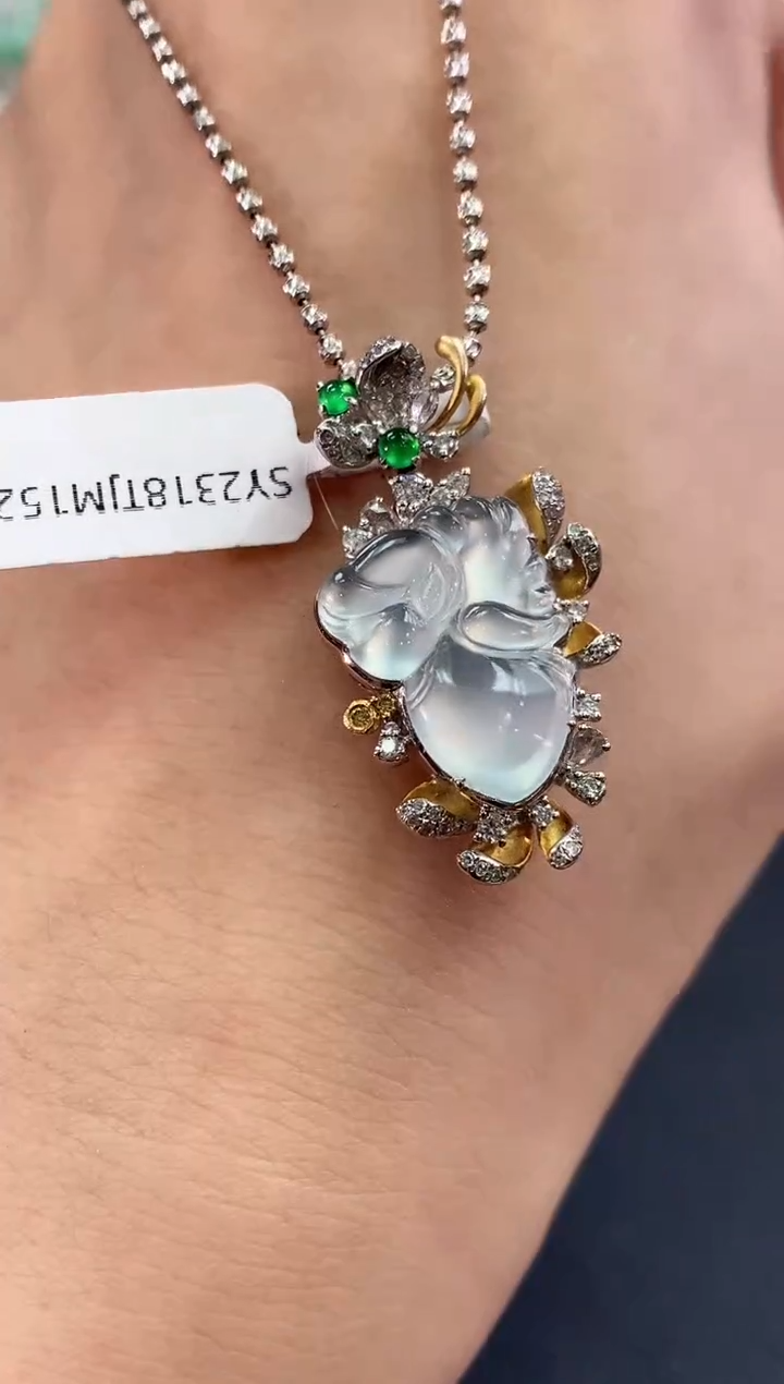 【闪购商品】翡翠吊坠(不含链)18K金镶嵌C68