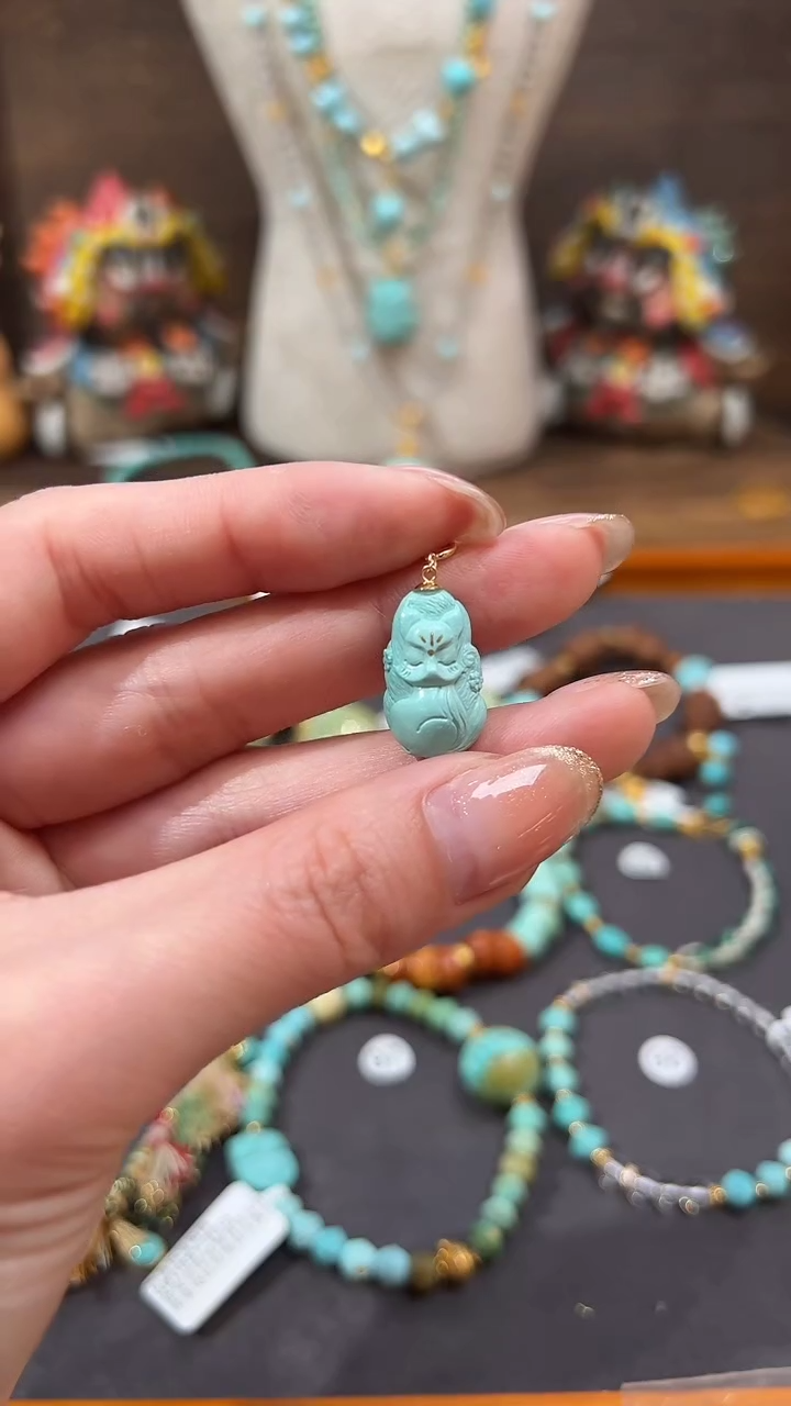 【闪购商品】绿松石18K金镶嵌提溜绿松石提溜