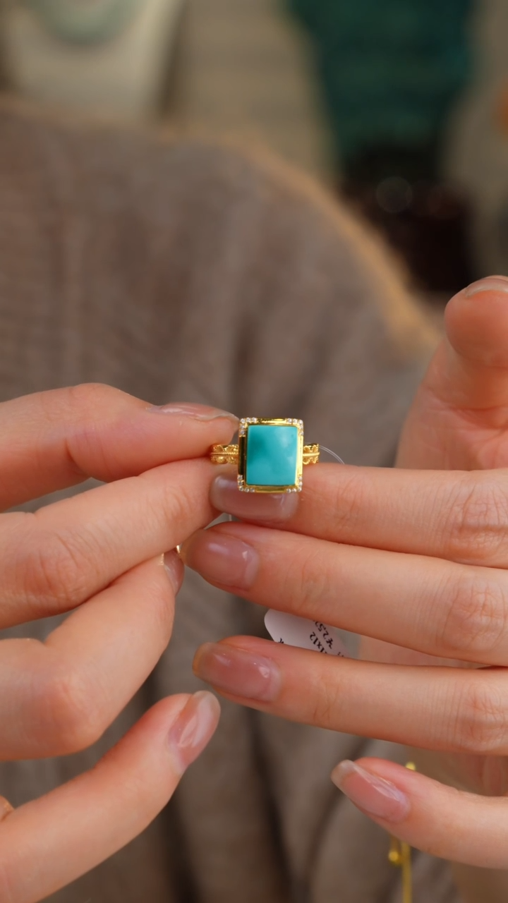 【闪购商品】绿松石戒指18K金镶嵌1