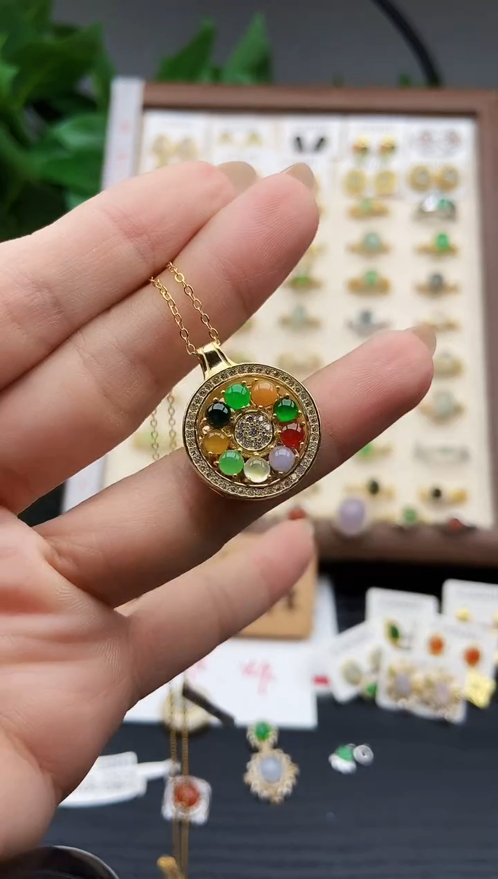 颈饰银S925镶嵌翡翠12