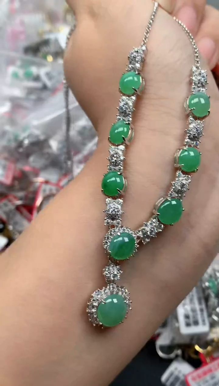 翡翠戒指银S925镶嵌天然A货缅甸翡翠