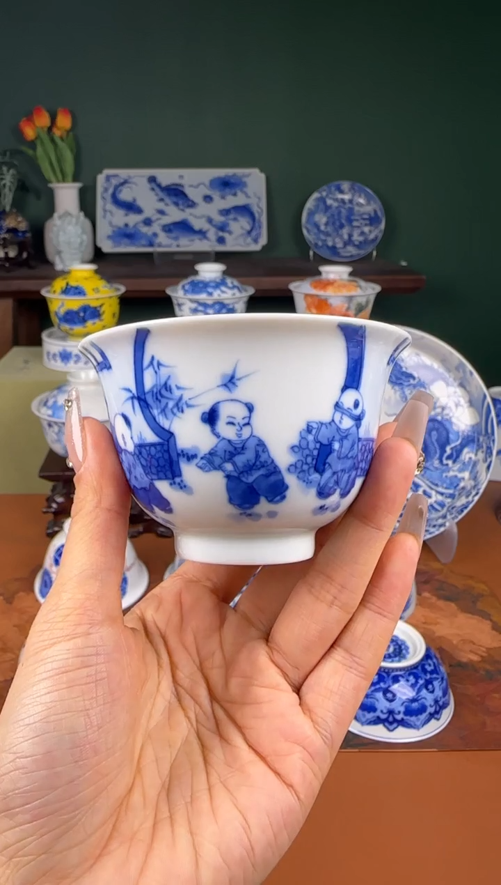 【闪购商品】杯福利 青花 童子。杯杯。