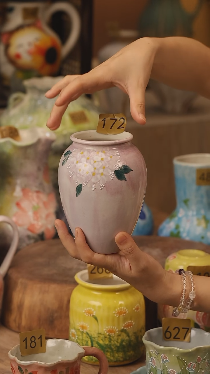 陶瓷172景德镇设计师手作花器摆件侘寂风