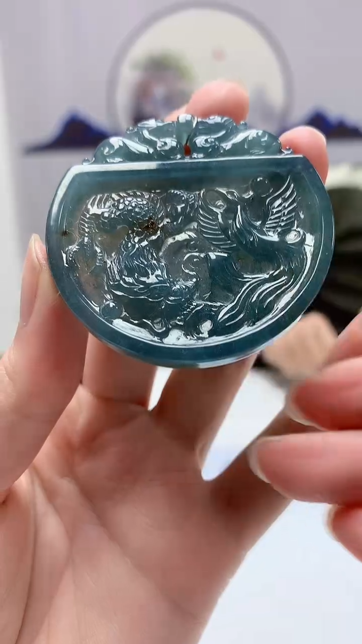 【闪购商品】定制翡翠未镶嵌5152zm-毛货挂件龙凤73