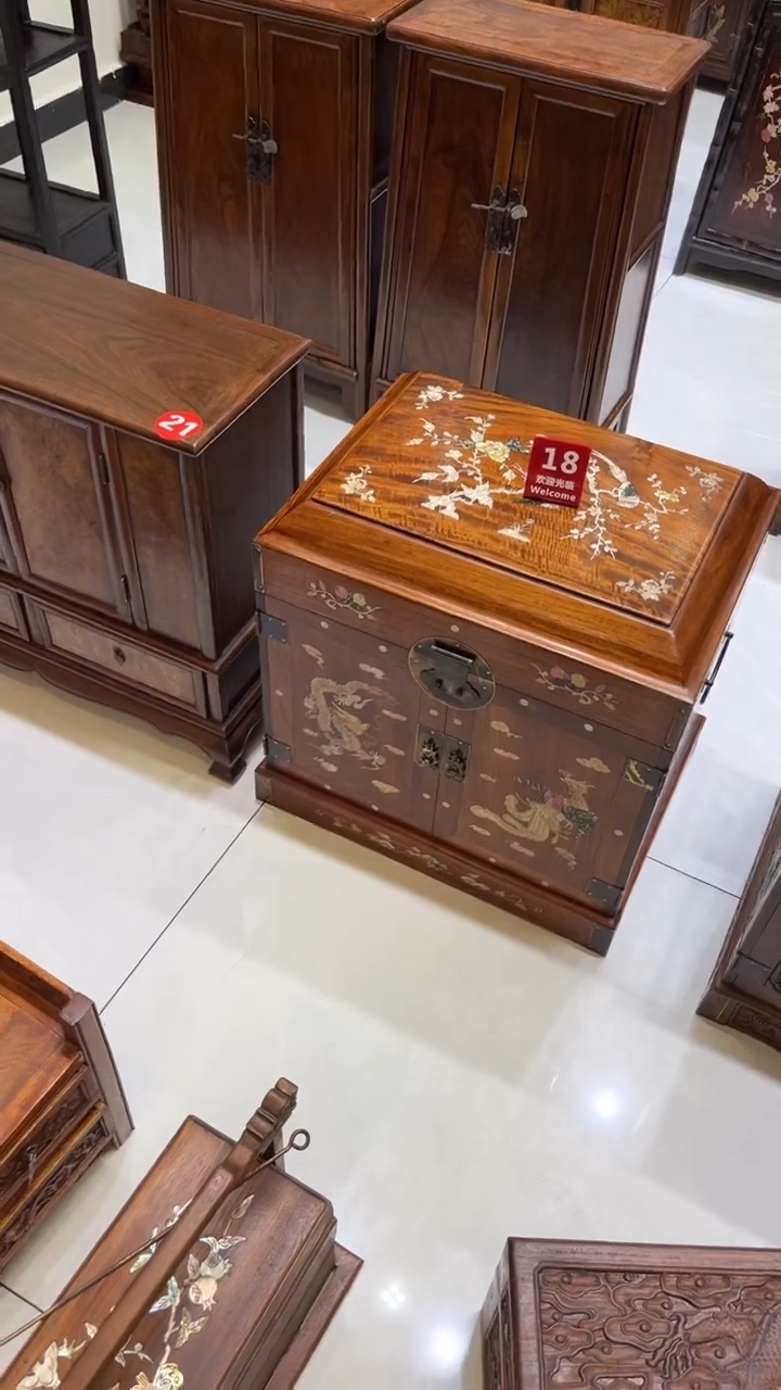 【闪购商品】贡木喜鹊登梅螺钿大官箱