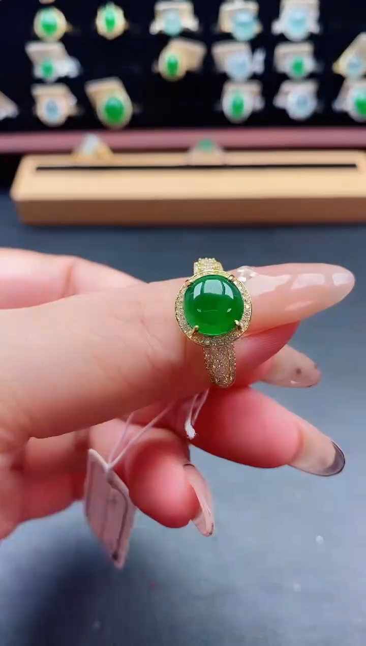 银S925镶嵌戒指翡翠1