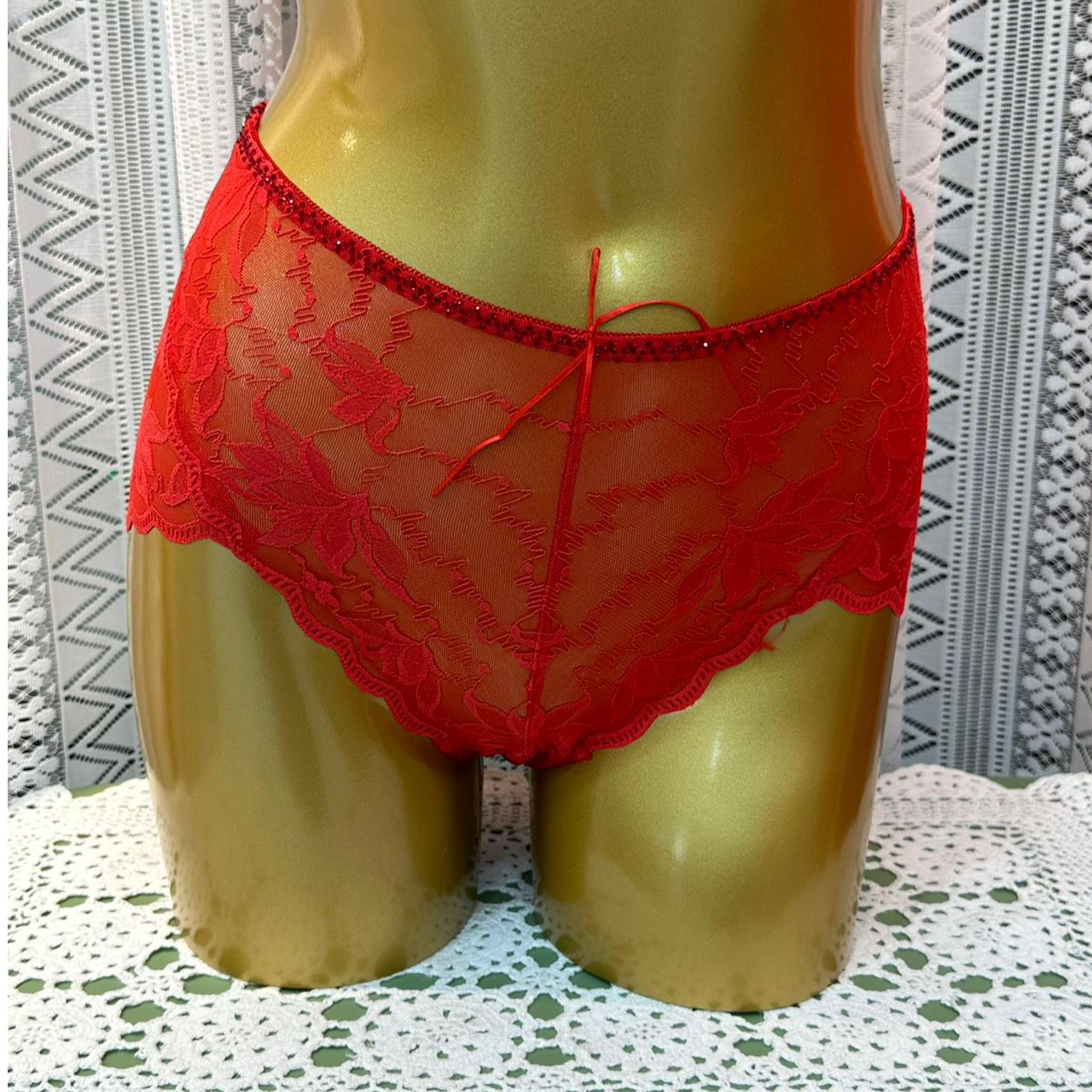 xarifa烫钻性感舒适女士中腰三角内裤5206