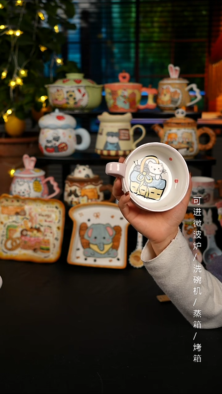 陶瓷无盖款景德镇高温釉下彩纯手绘创意瓷 