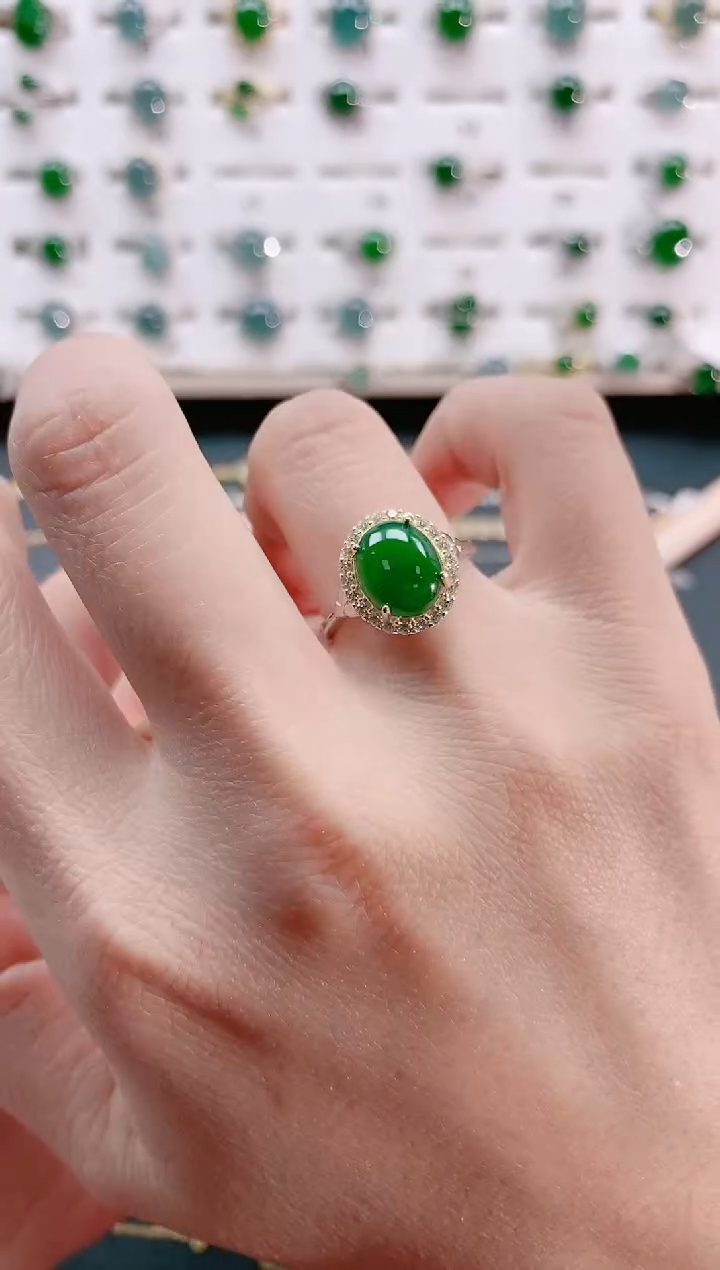 【闪购商品】翡翠戒指银S925镶嵌天然翡翠