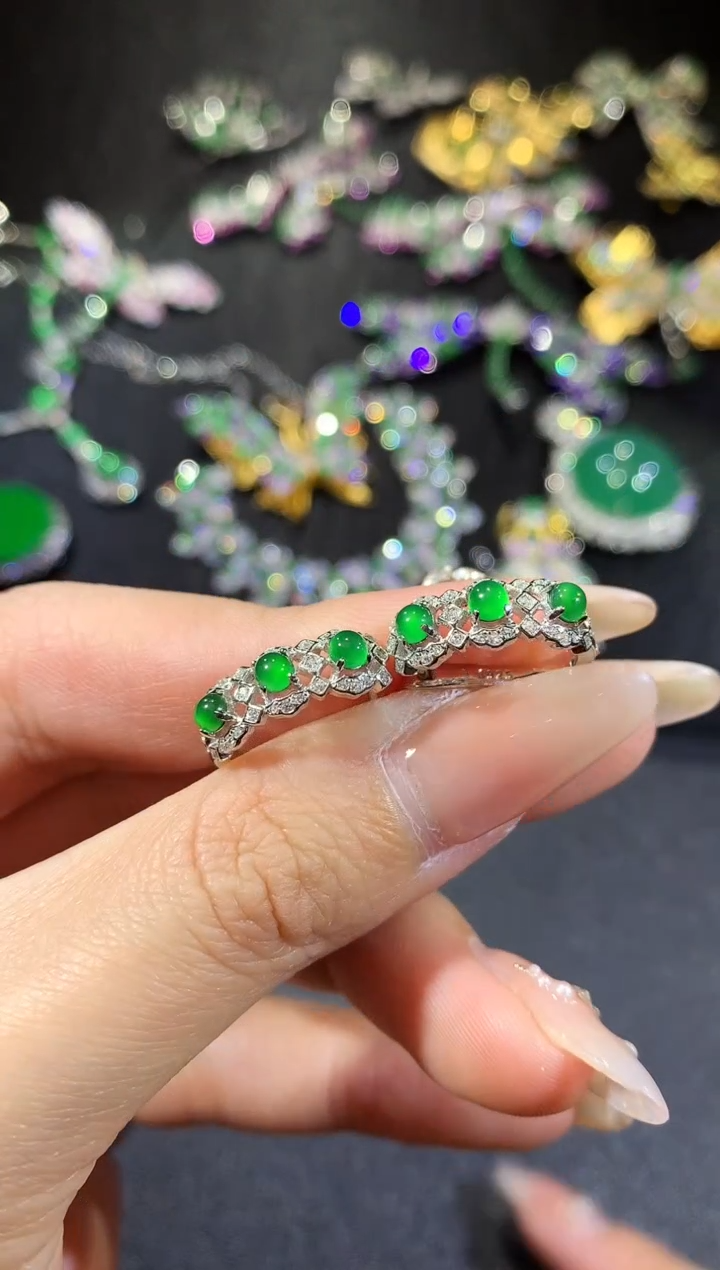 【闪购商品】翡翠耳饰银S925镶嵌120-耳饰（多样性发货一件