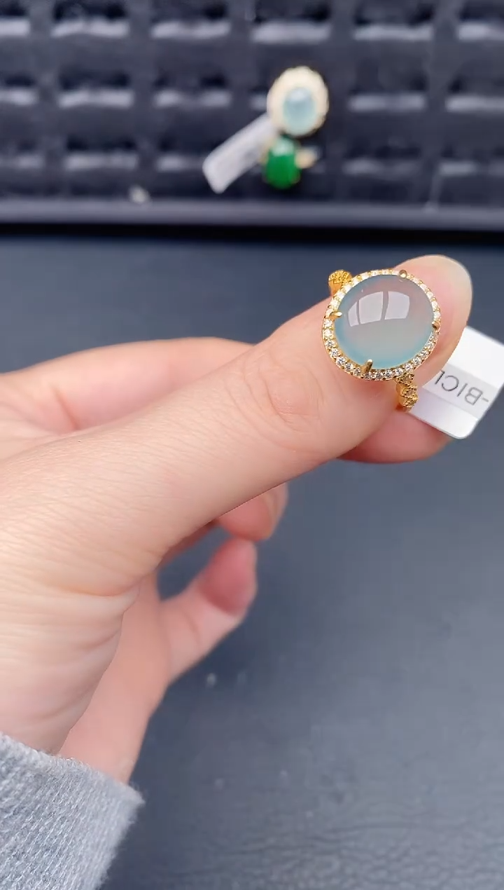 银S925镶嵌戒指翡翠天然a货翡翠228