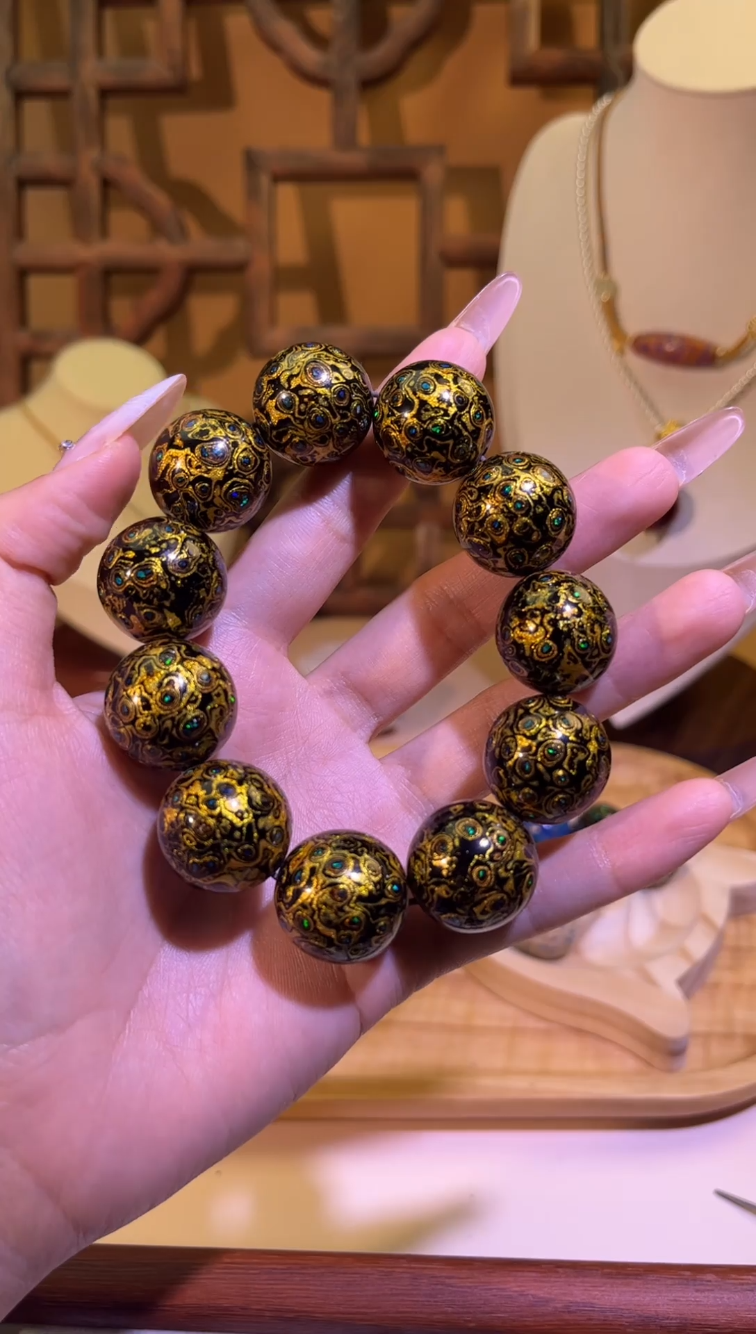 榕城大漆黑金手串