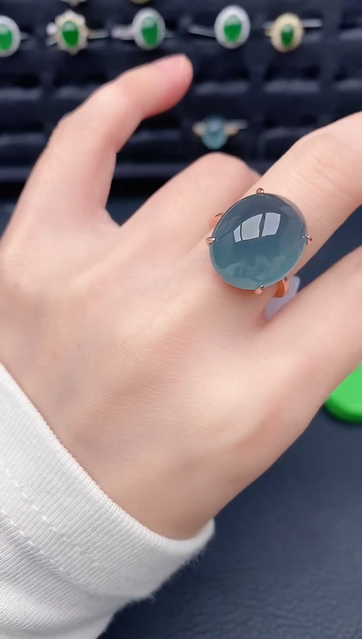 银S925镶嵌戒指翡翠天然a货翡翠241