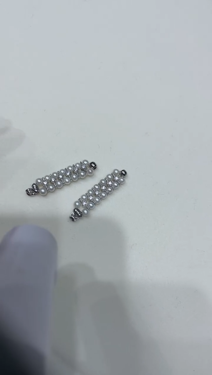 银S925镶嵌耳钉淡水珍珠天然真珍珠耳扣