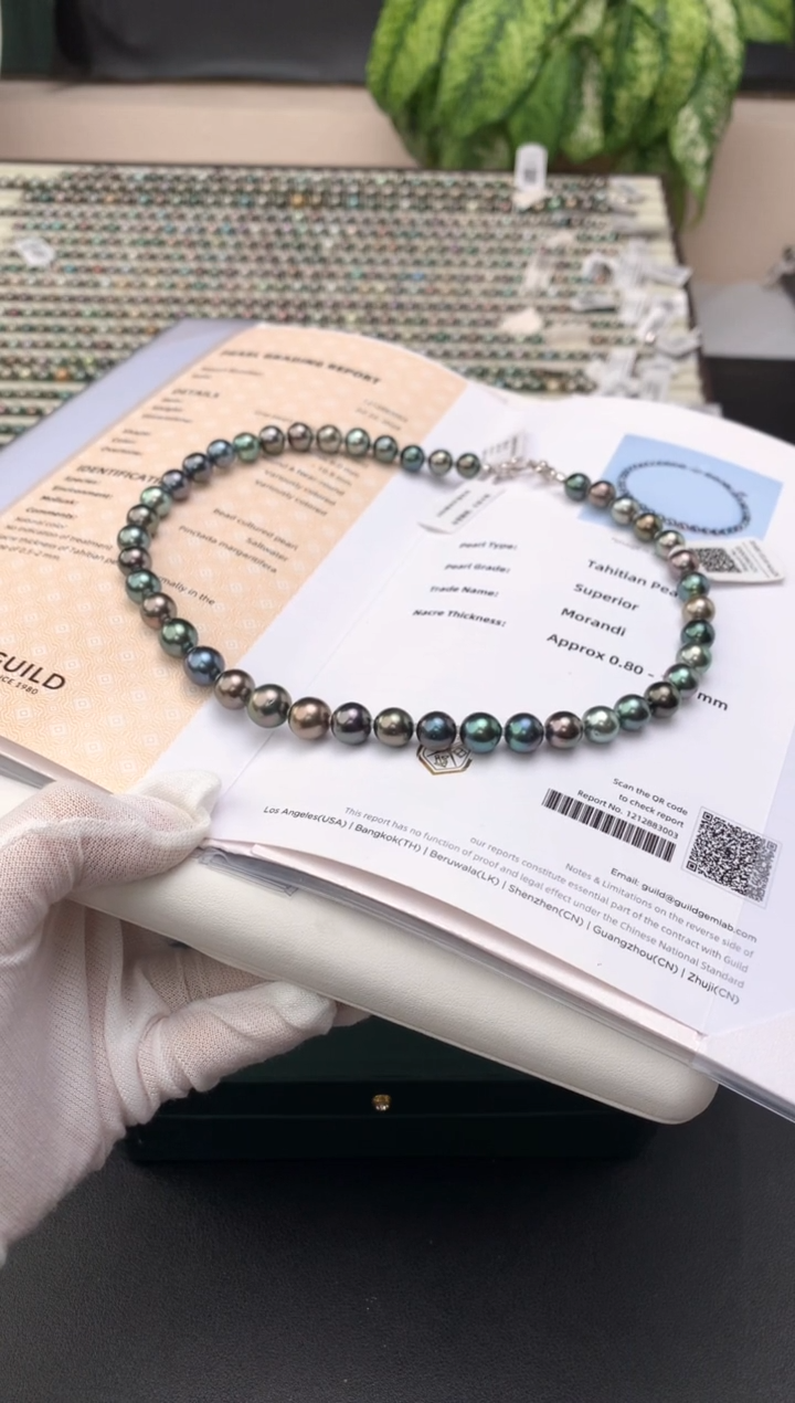 【闪购商品】海水珍珠项链银S925镶嵌海水大溪地珍珠项链 8-11
