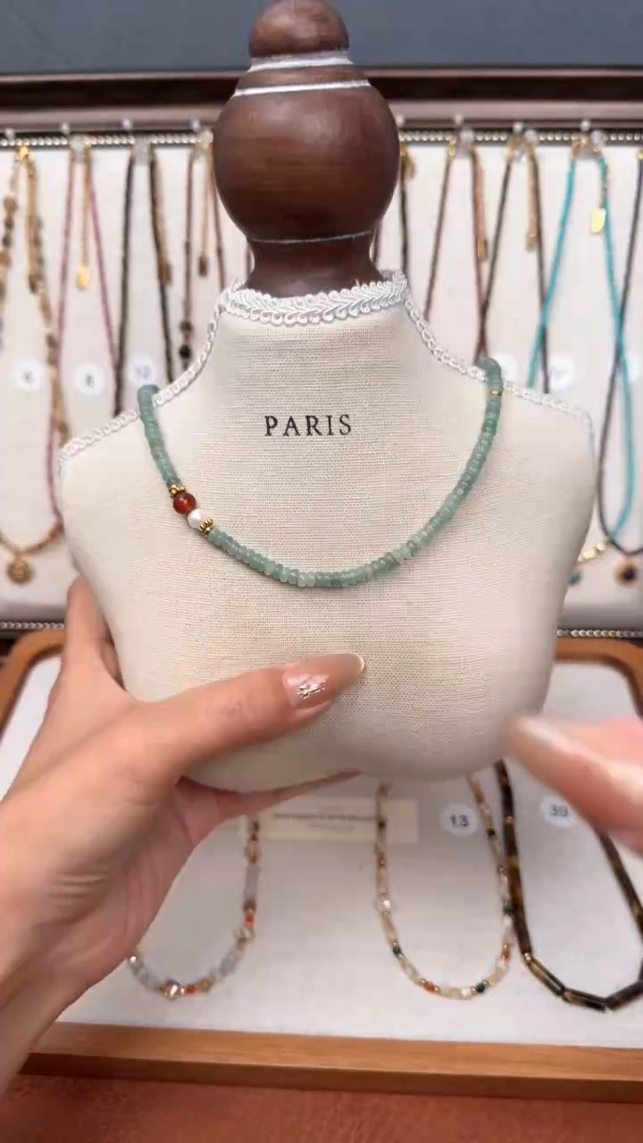 项链钛钢石英质玉绿