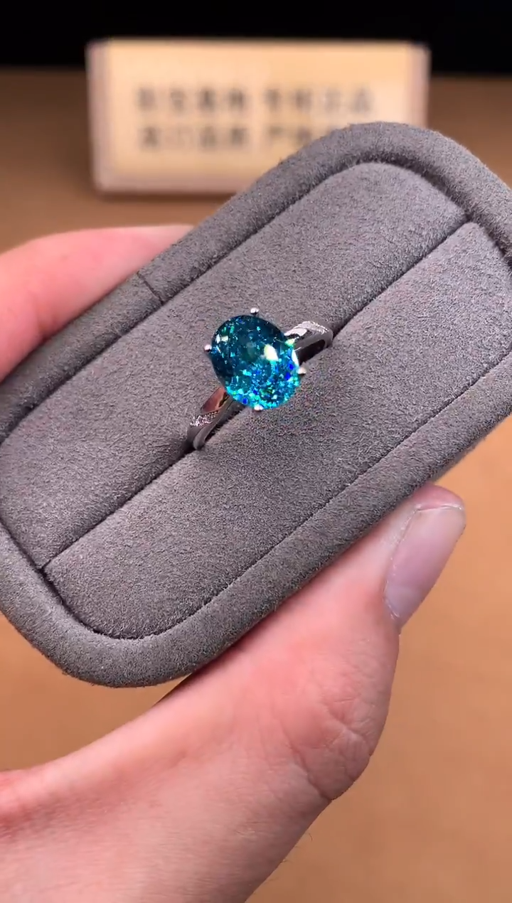银S925镶嵌戒指帕拉依巴碧玺4444