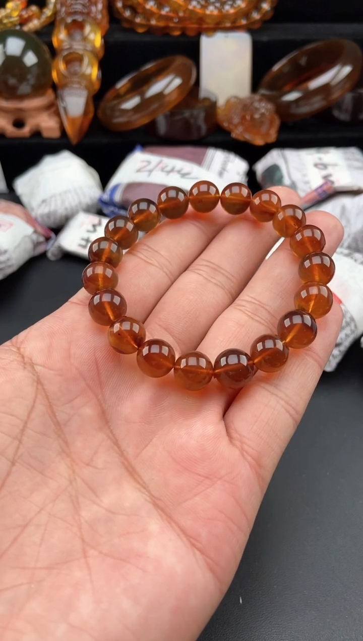 【闪购商品】琥珀手链未镶嵌棕红手串10