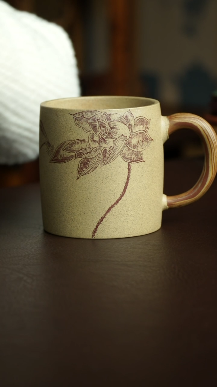 茶杯紫砂96号 李建军老师荷花盖杯 宜兴紫砂原矿作品