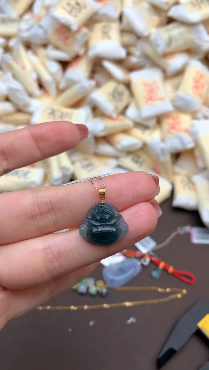 【闪购商品】翡翠挂件18K金镶嵌一