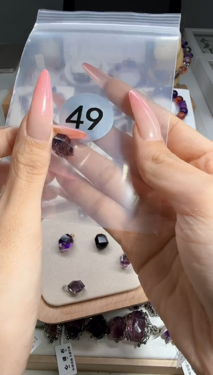 【闪购商品】水晶颈饰18K金镶嵌紫超七高货吊坠49号