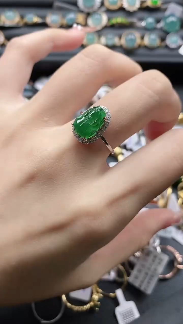 【闪购商品】翡翠戒指银S925镶嵌1111