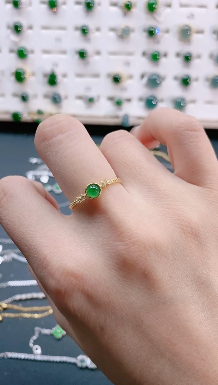 【闪购商品】翡翠戒指银S925镶嵌天然翡翠