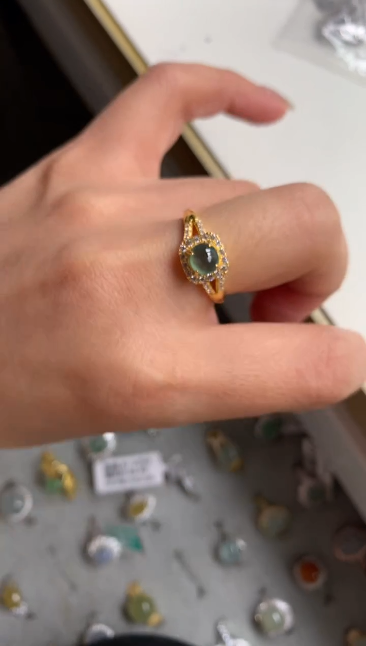 银S925镶嵌戒指翡翠9
