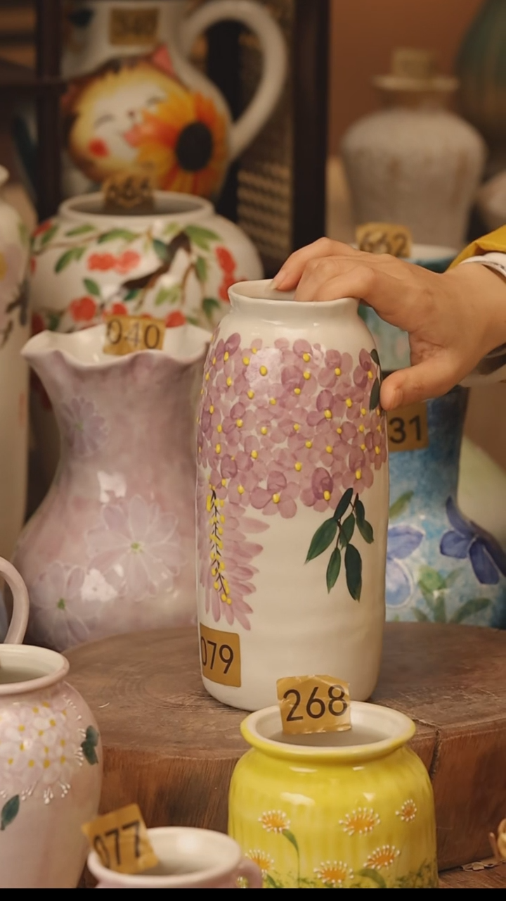 陶瓷景德镇设计师手作花器摆件侘寂风@M079@