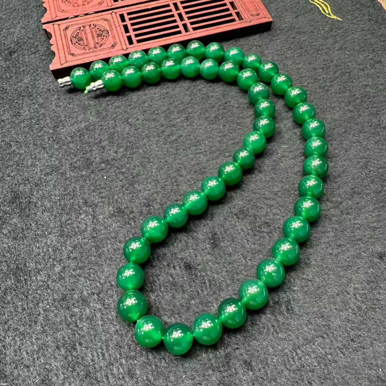 【刘少文】卡10左右星辰耀阳绿玛瑙项链-ML-J139