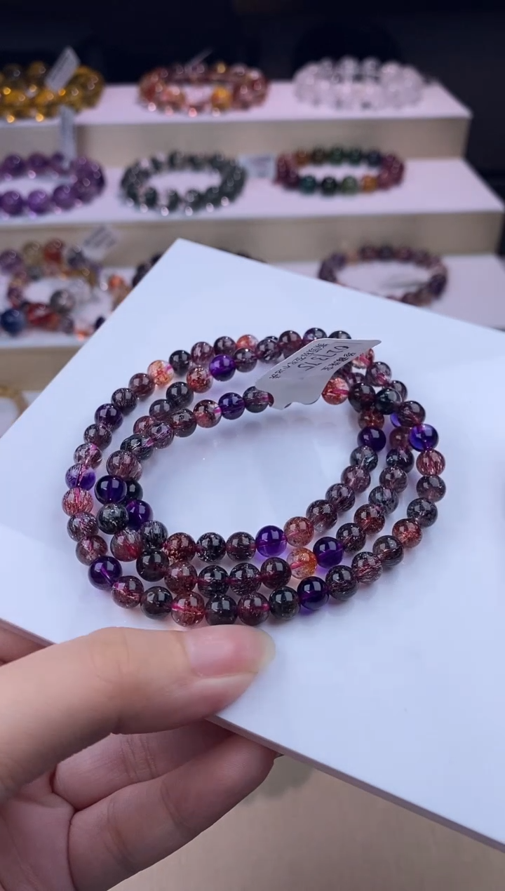 水晶手链未镶嵌黑加仑超七多圈6m+