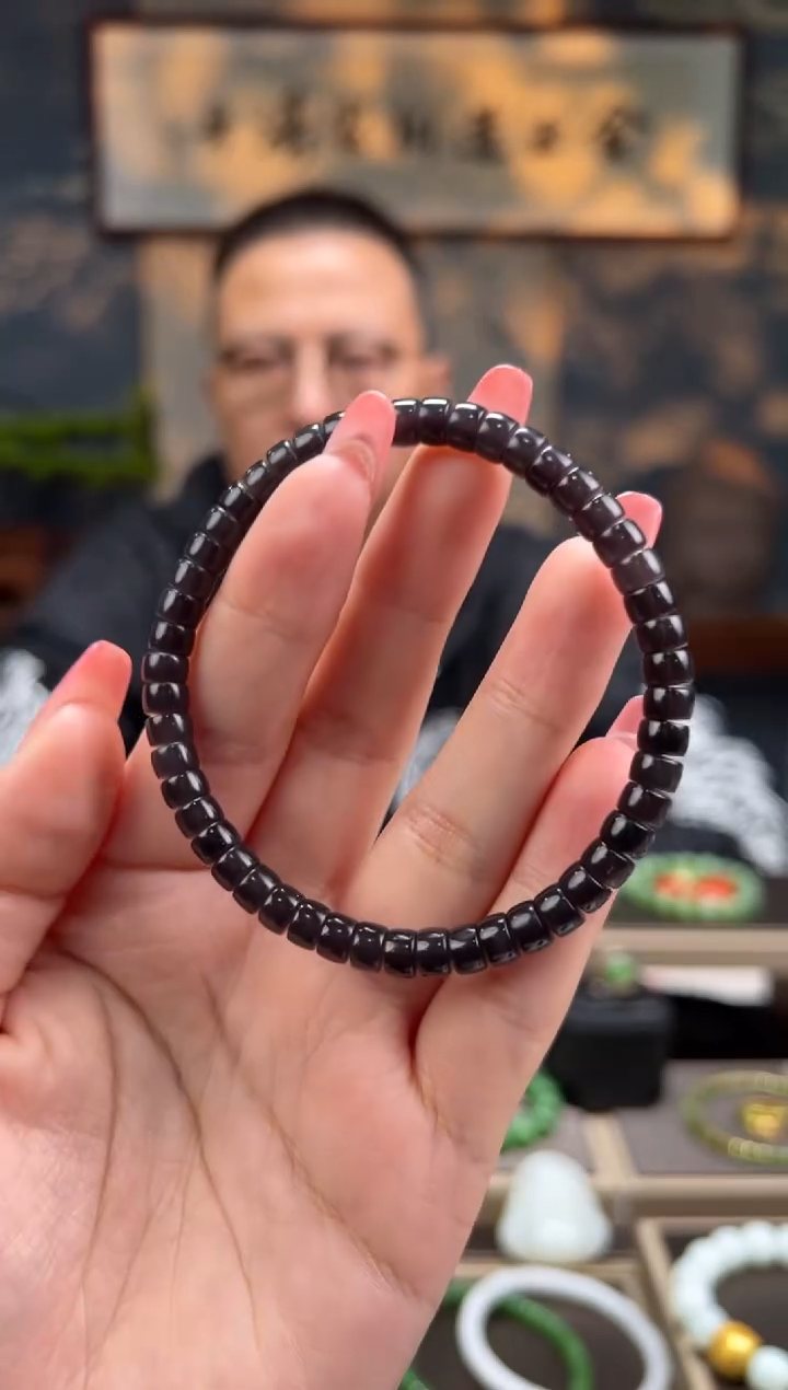 【闪购商品】和田玉手串未镶嵌烟紫卡6mm