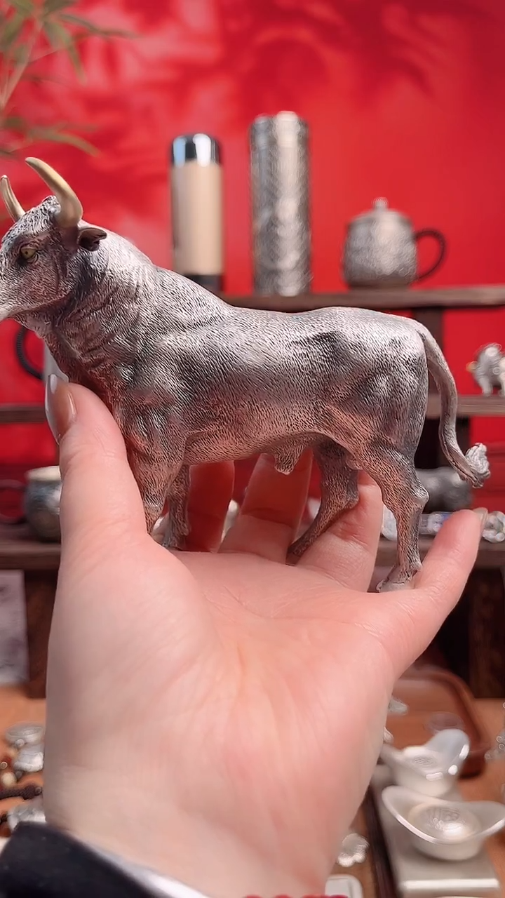 【闪购商品】茶宠做旧十二生肖银摆件（牛）270克