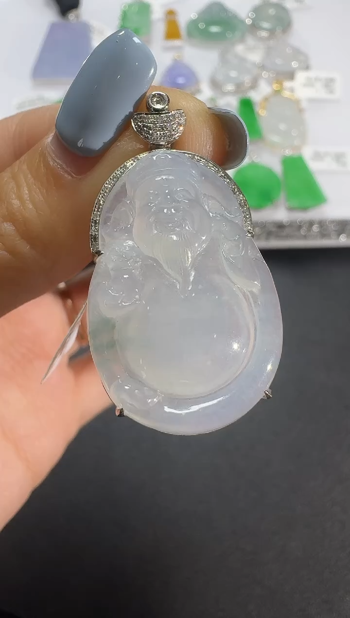 【闪购商品】翡翠颈饰18K金镶嵌钻石镶嵌财神