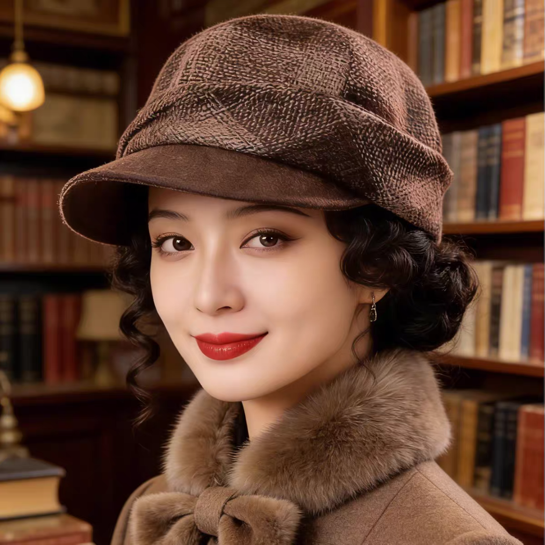 复古羊毛护耳时尚贝雷帽新款高级感秋冬轻奢帽子