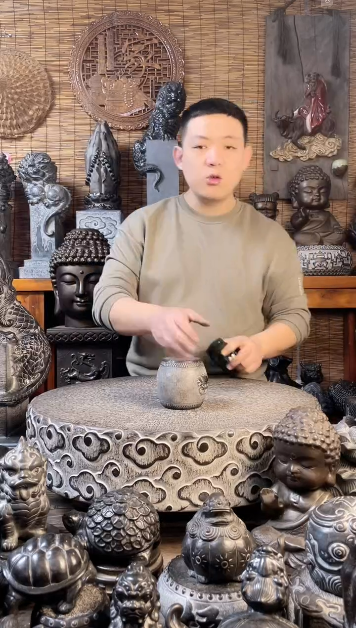 【闪购商品】9小石鼓天然青石雕刻