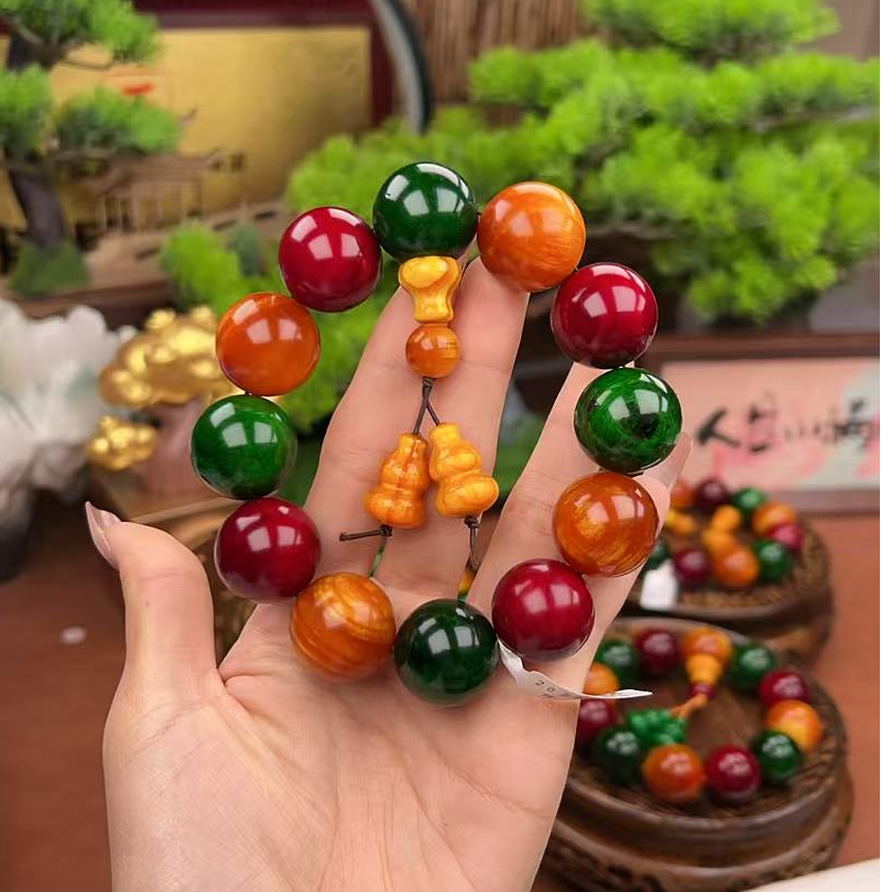 【书夕文创】甄选单圈多宝琥珀木设计款手串2.0cm