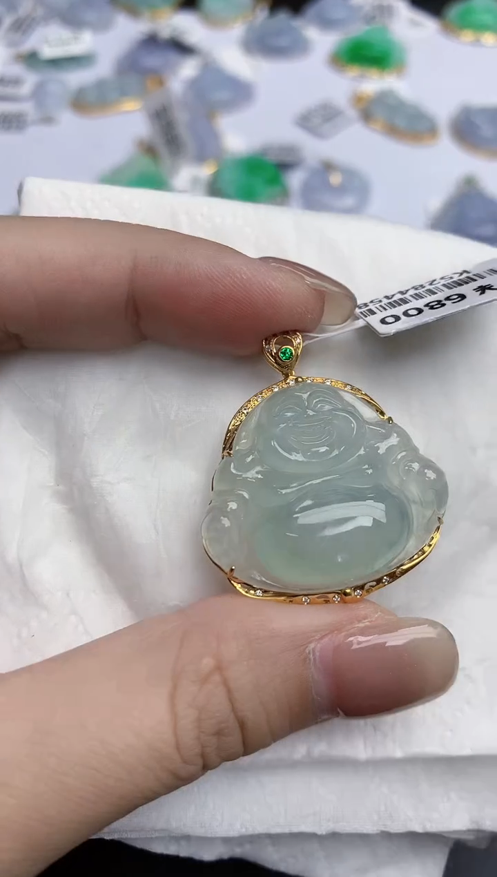 【闪购商品】翡翠颈饰18K金镶嵌天然缅甸翡翠A货