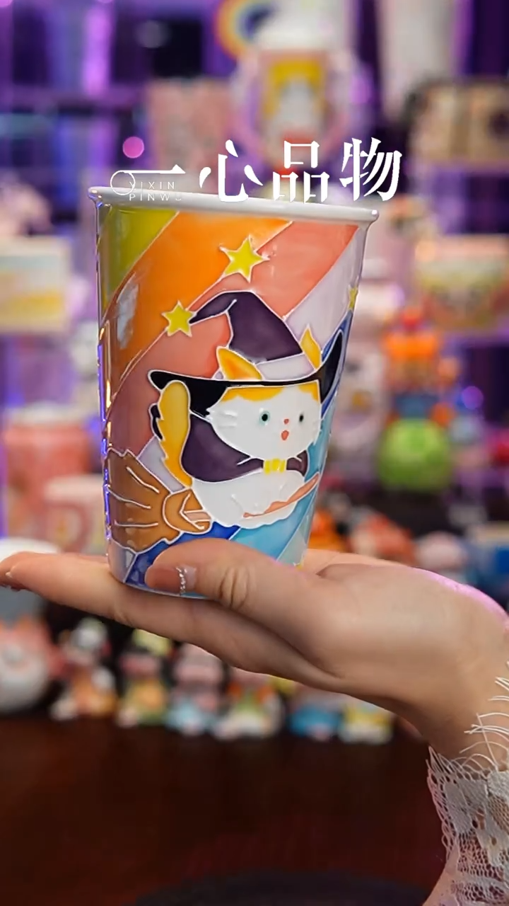 杯子瓷102-30景德镇手工手绘杯子摆件