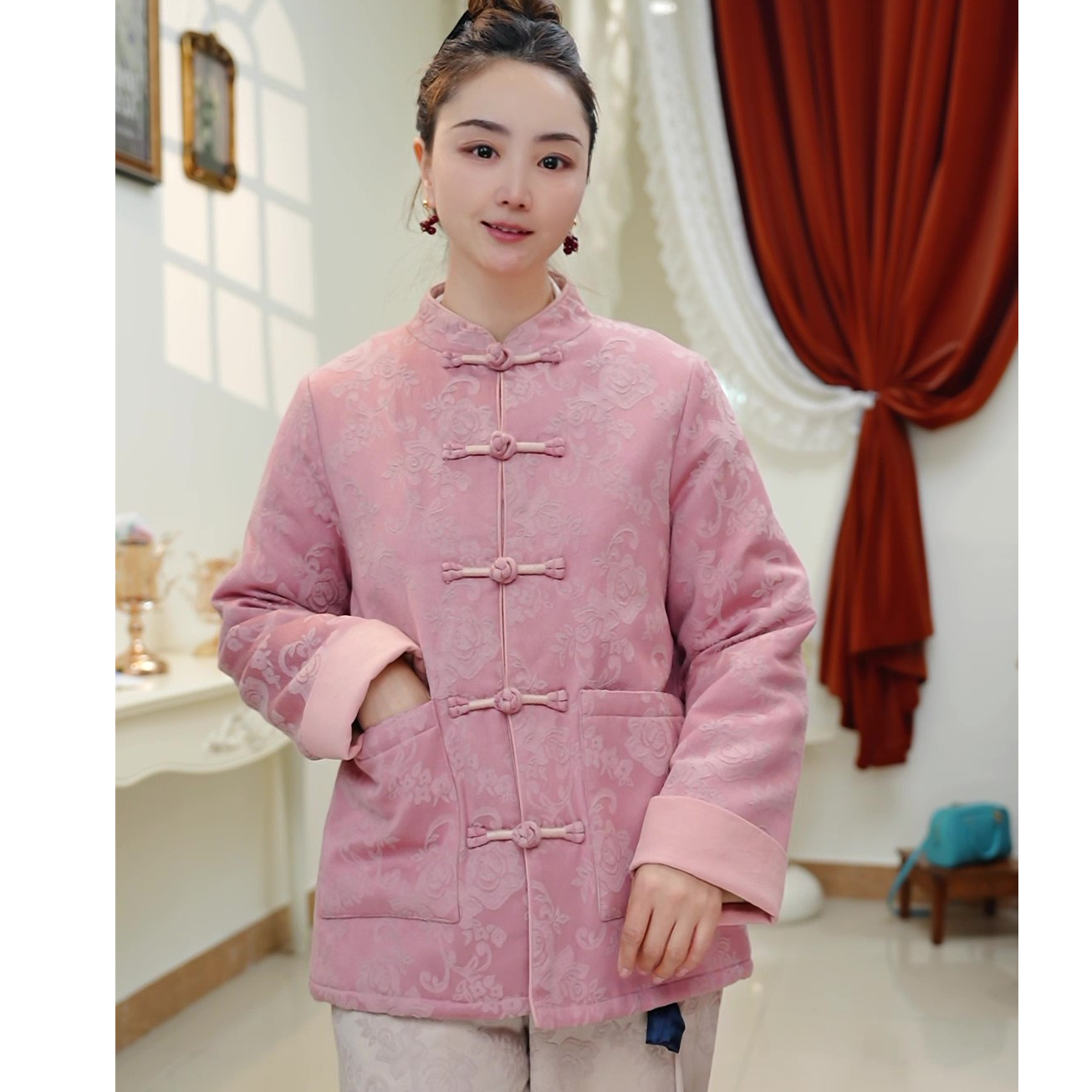 提花棉衣【定位夹棉可水洗】保暖2025冬季新款中式国风上衣服外套18