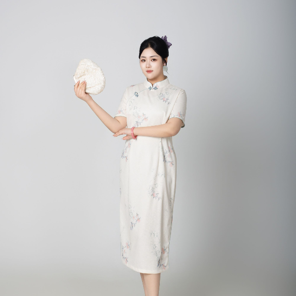 瑕疵不褪【沐花枝】大码女装夏新款复古显瘦提花立领旗袍连衣裙