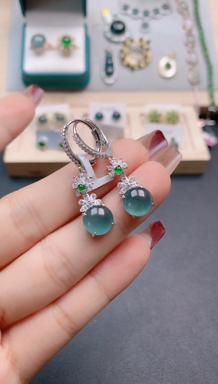 【闪购商品】翡翠耳饰银S925镶嵌11111111111