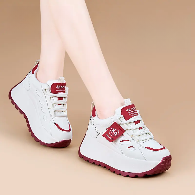 2025春季新款休闲内增高厚底老爹鞋系带拼色学生鞋小单鞋【7公分】