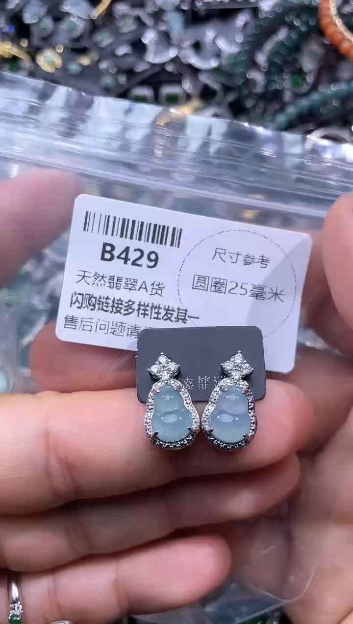 【闪购商品】翡翠颈饰未镶嵌B429耳钉