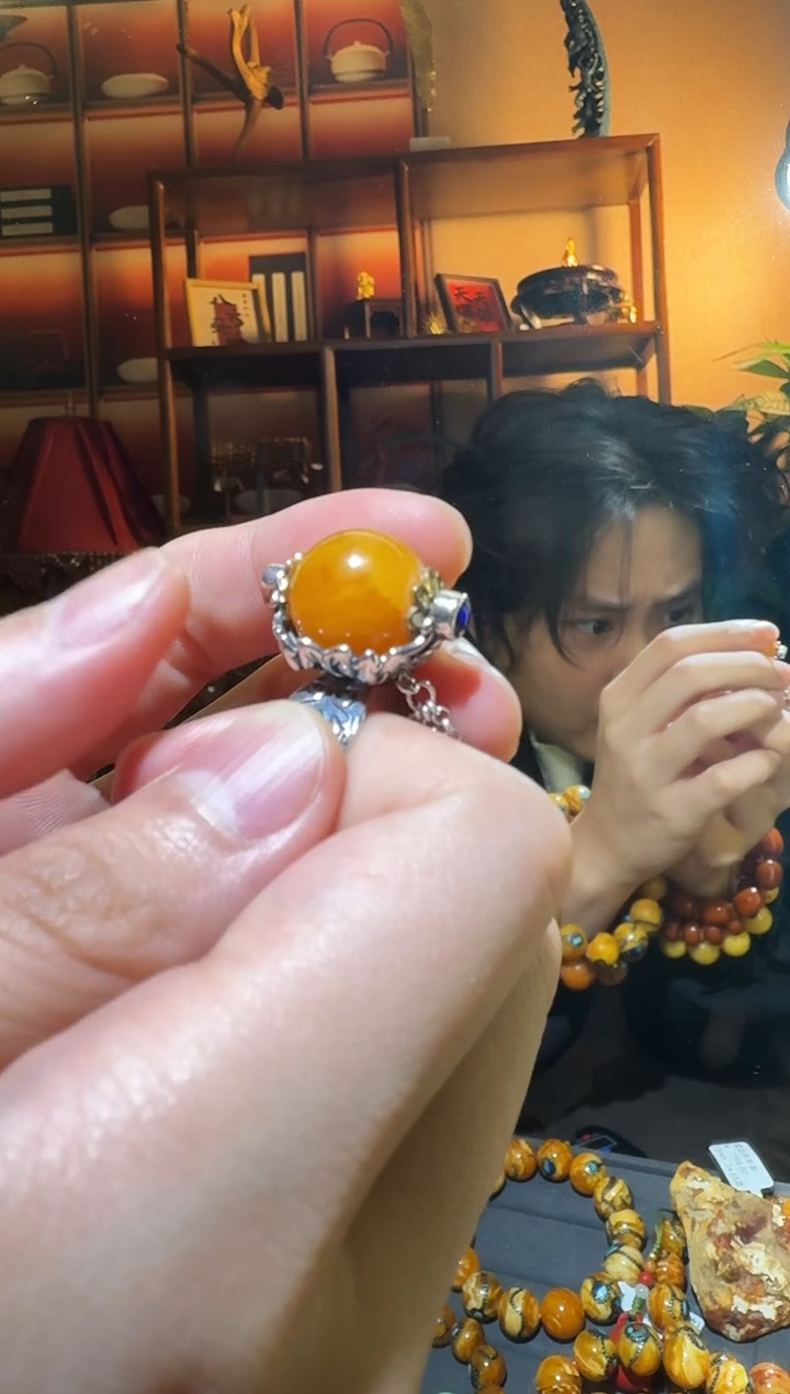 蜜蜡颈饰银S925镶嵌8527天然蜜蜡珠宝奇石