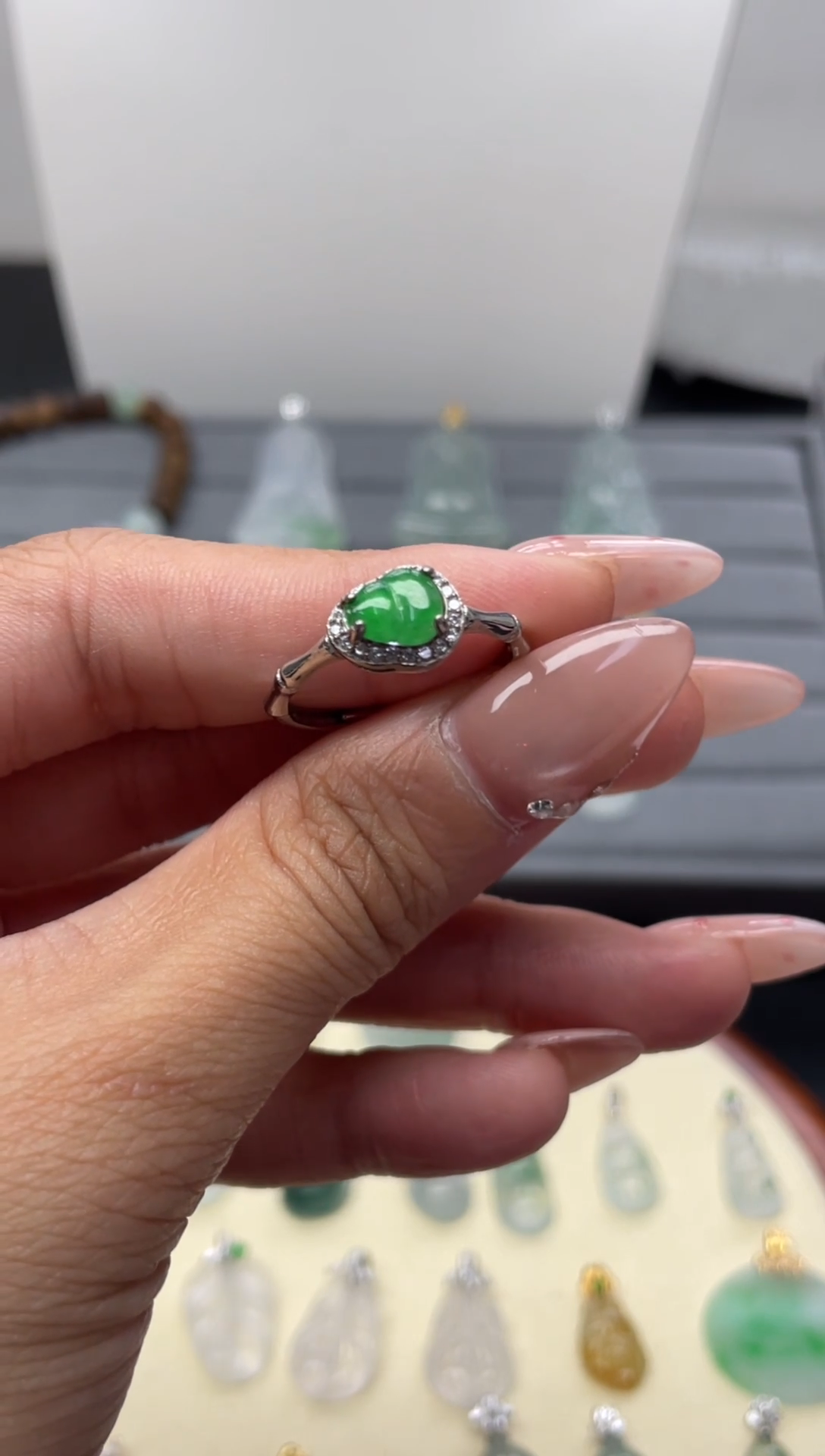 颈饰银S925镶嵌翡翠(1号链接)纯天然A货缅甸翡翠