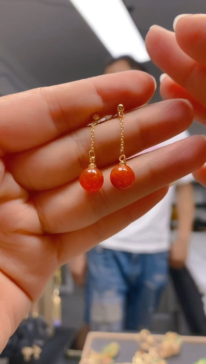 翡翠合金耳饰08翡翠耳钉